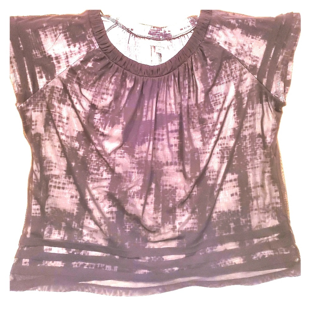 Worthington Short Sleeve Blouse With Sheer Overlay